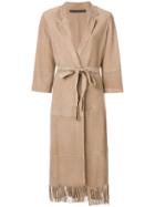 Simonetta Ravizza Irene Fringe Trimmed Coat - Nude & Neutrals