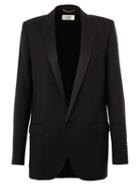 Saint Laurent Classic Dinner Jacket, Women's, Size: 40, Black, Silk/polyester/virgin Wool