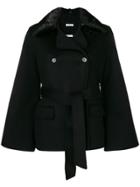 P.a.r.o.s.h. Fur Collar Double-breasted Jacket - Black