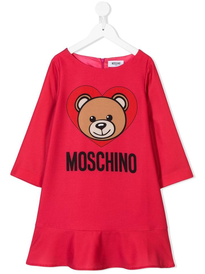 Moschino Kids Teen Bear Print Dress - Red