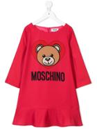 Moschino Kids Teen Bear Print Dress - Red
