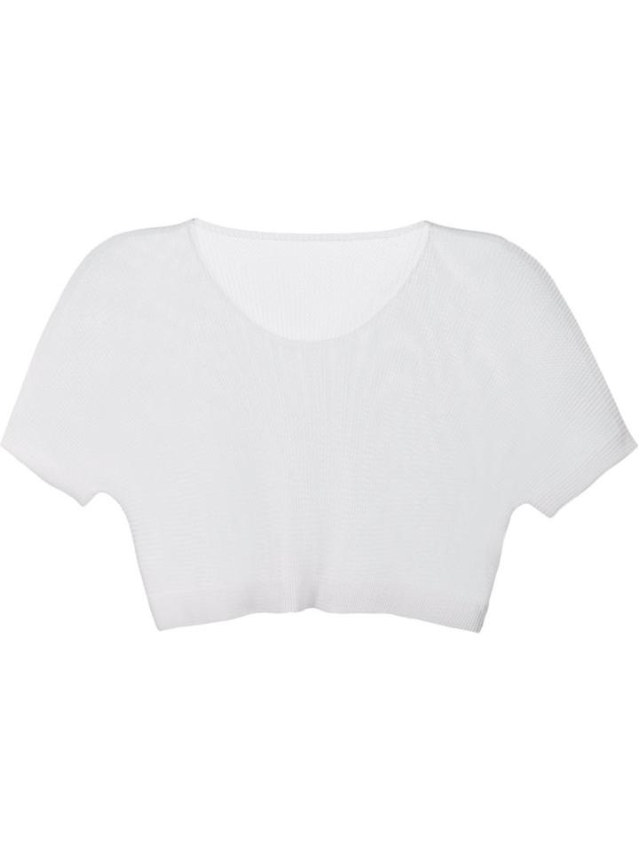 Pleats Please By Issey Miyake Mesh Crop Top, Women's, Size: 00, White, Polyester