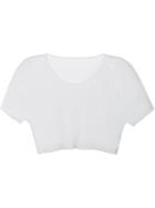 Pleats Please By Issey Miyake Mesh Crop Top, Women's, Size: 00, White, Polyester