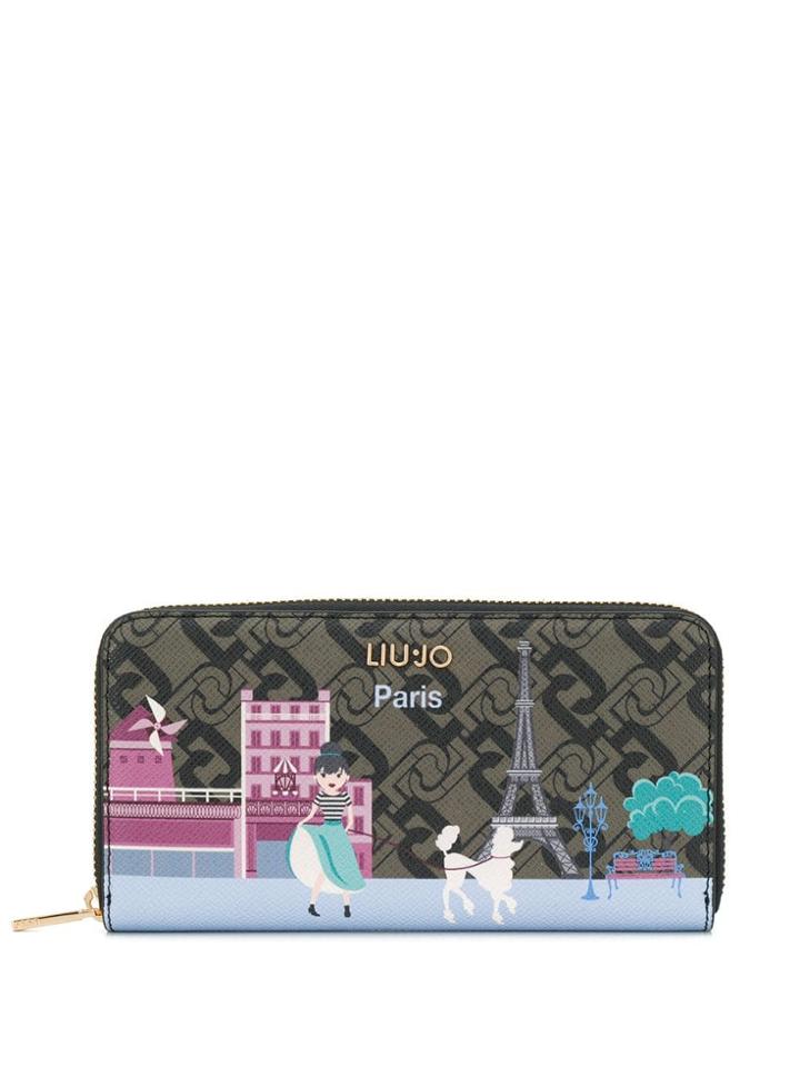 Liu Jo Paris Print Zipped Wallet - Grey