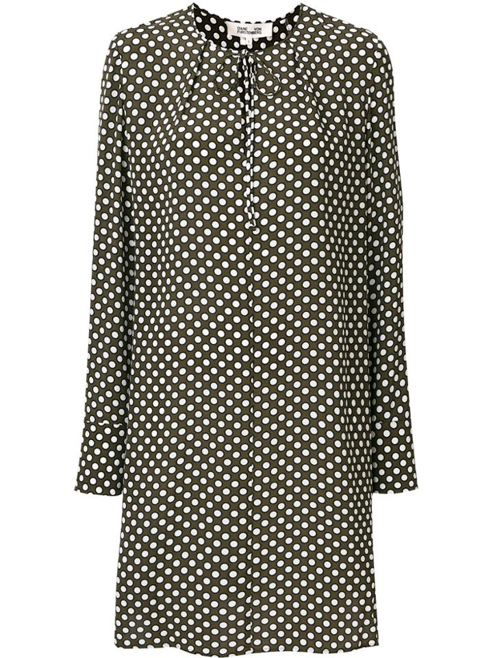Dvf Diane Von Furstenberg Long-sleeved Patterned Smock Dress - Green