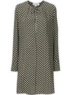 Dvf Diane Von Furstenberg Long-sleeved Patterned Smock Dress - Green