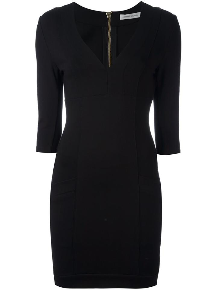 Pierre Balmain Button Detail Fitted Dress, Women's, Size: 42, Black, Nylon/spandex/elastane/rayon