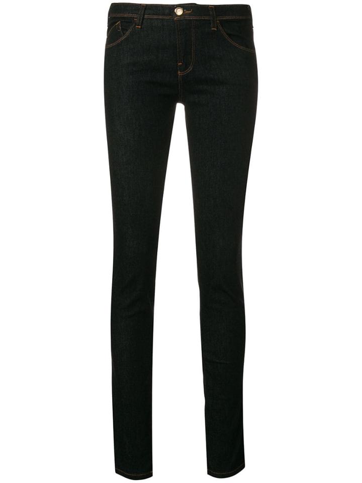 Emporio Armani Embroidered Logo Skinny Jeans - Black