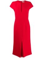 Victoria Beckham Front Pleat Midi Dress - Red