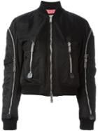 Dsquared2 Zip Detail Bomber Jacket, Women's, Size: 38, Black, Polyamide/polyurethane/polyester/cupro
