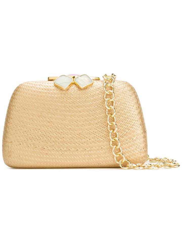 Serpui - Jewel Embellished Clutch - Women - Raffia - One Size, Women's, Nude/neutrals, Raffia