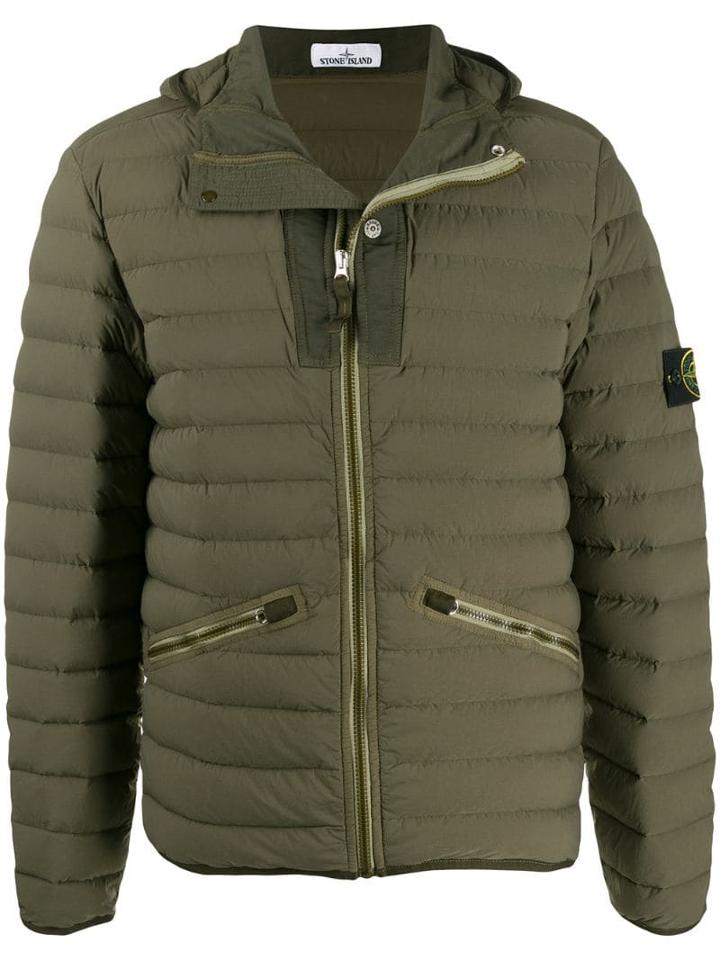 Stone Island Logo Patch Padded Jacket - Green
