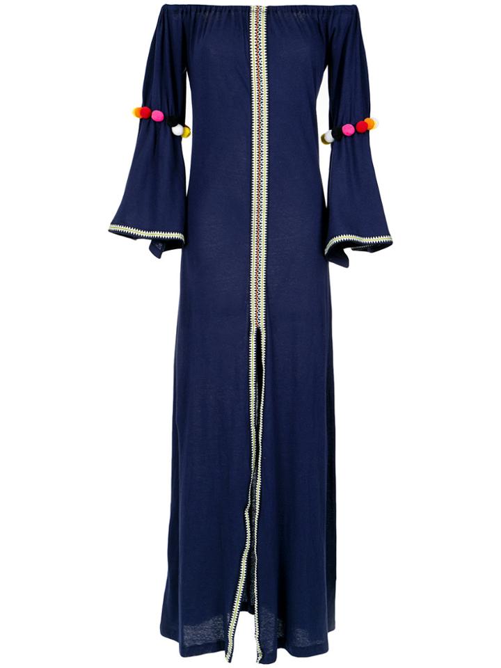 Andrea Bogosian Pom Pom Maxi Dress - Blue