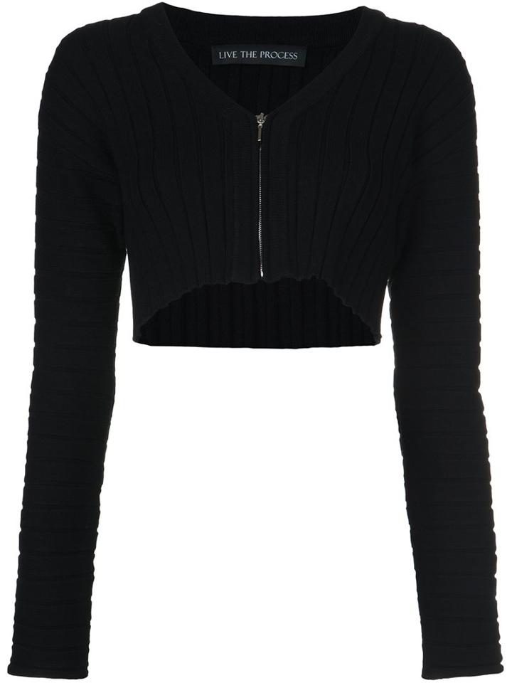 Live The Process Longsleeved Cropped Top, Women's, Size: Medium, Black, Viscose/pbt Elite