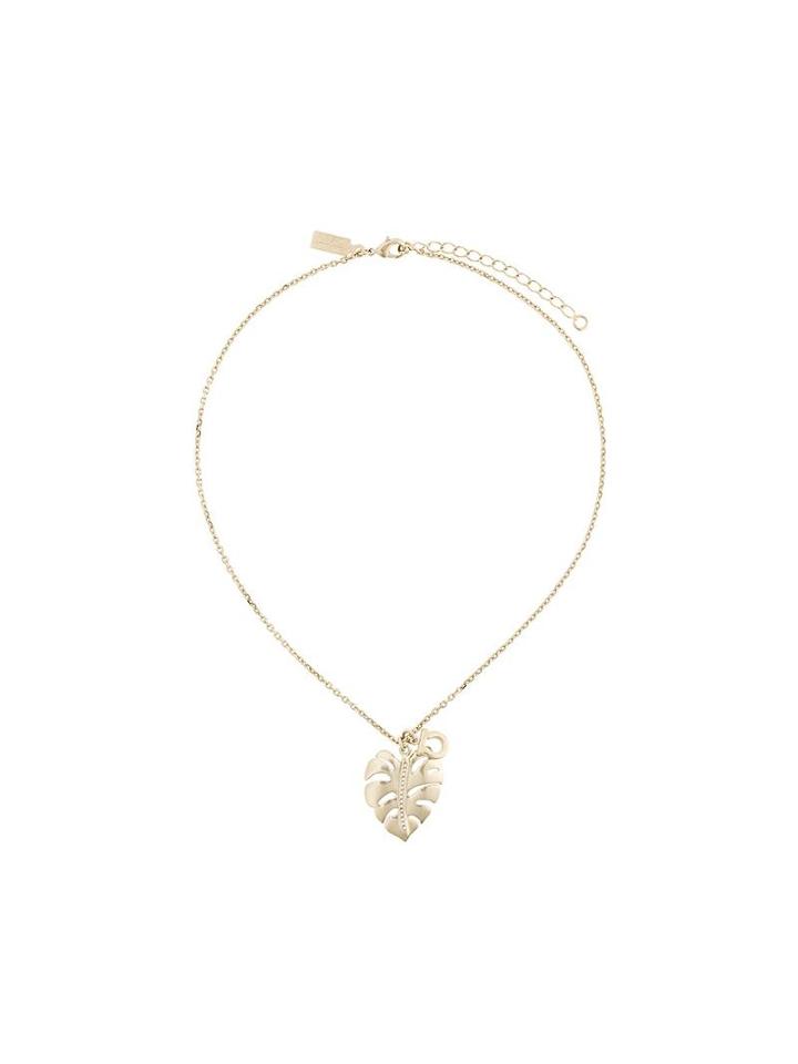 Salvatore Ferragamo Gancio Palm Leaf Necklace, Women's, Metallic