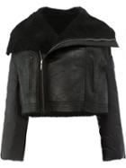 Rick Owens - Shearling Biker Jacker - Women - Cotton/sheep Skin/shearling/feather/goose Down - 38, Black, Cotton/sheep Skin/shearling/feather/goose Down