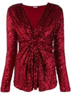 P.a.r.o.s.h. V-neck Sequin Blouse - Red