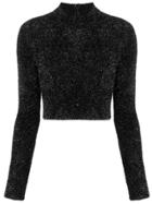 Versus Faux Fur Cropped Sweater - Black