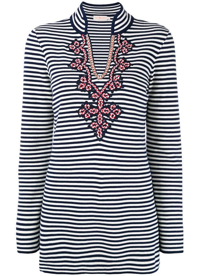Katama Knitted Blouse - Women - Cotton/polyester/polypropylene/viscose - Xs, Blue, Cotton/polyester/polypropylene/viscose, Tory Burch