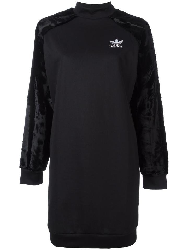 Adidas Originals Velour Sleeve Sweatshirt Dress, Women's, Size: 42, Black, Cotton/polyester