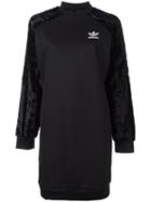 Adidas Originals Velour Sleeve Sweatshirt Dress, Women's, Size: 42, Black, Cotton/polyester