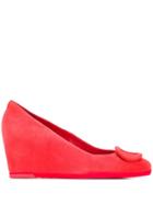 Hogl Buckle Wedge Pumps - Red