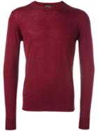 Emporio Armani Crew-neck Jumper, Men's, Size: 48, Red, Virgin Wool