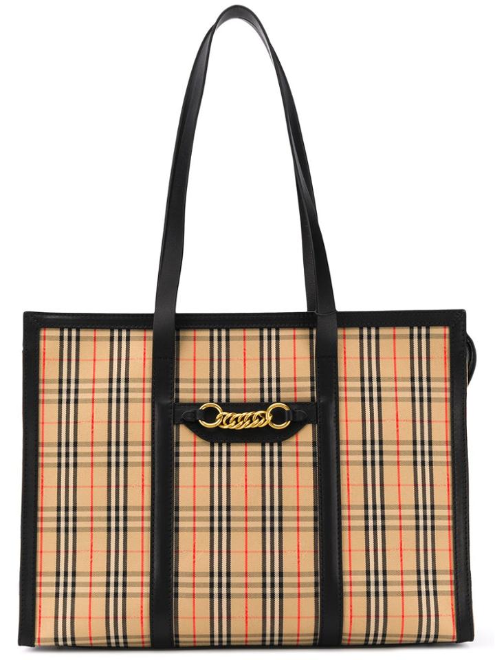 Burberry Large Check Print Tote Bag - Neutrals