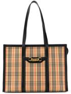Burberry Large Check Print Tote Bag - Neutrals
