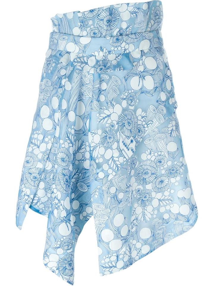 Carven Floral Print Draped Skirt