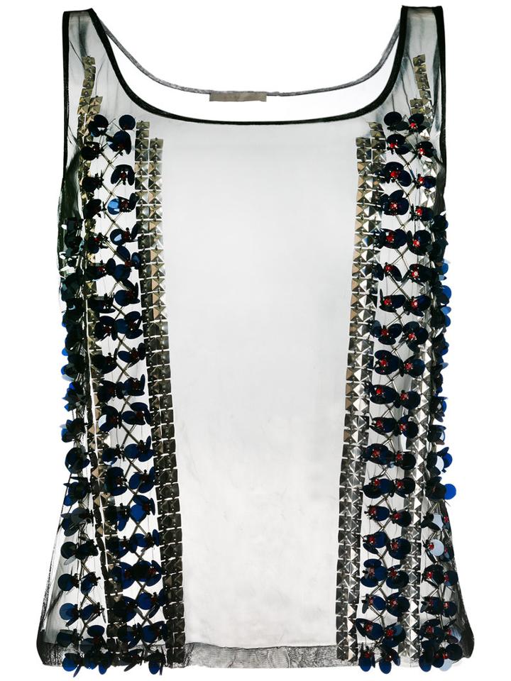 L'autre Chose - Studded Detail Top - Women - Nylon - 38, Black, Nylon