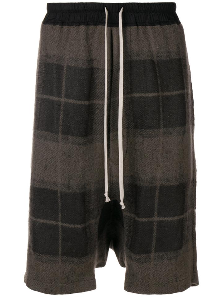 Rick Owens Checked Print Loose Shorts - Brown