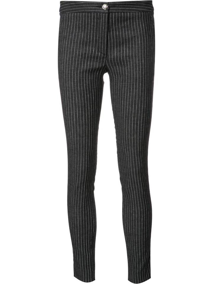 Veronica Beard Pinstripe Skinny Trousers, Women's, Size: 4, Blue, Cotton/linen/flax/spandex/elastane