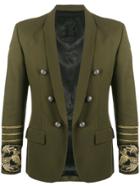 Balmain Embroidered Open Front Blazer - Green