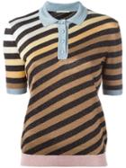Marco De Vincenzo Striped Polo Shirt, Women's, Size: 40, Acetate/polyester/polyamide