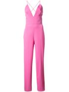 Oscar De La Renta Deep Neck Slim Jumpsuit - Pink & Purple