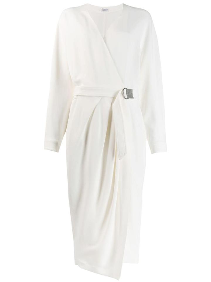 Brunello Cucinelli Midi Wrap Dress - White