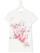 Miss Grant Kids Teen Floral Slogan Print Embellished T-shirt - Nude &