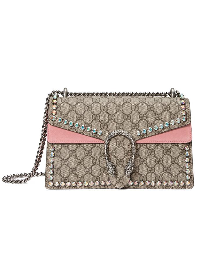 Gucci Dionysus Gg Small Crystal Shoulder Bag - Nude & Neutrals