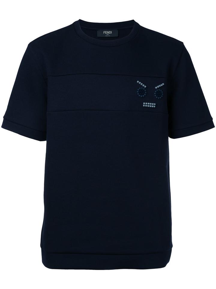 Fendi - Appliqué T-shirt - Men - Cotton/polyester - 50, Blue, Cotton/polyester