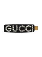 Gucci Embellished Logo Hair Slide - Black