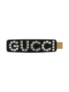 Gucci Embellished Logo Hair Slide - Black