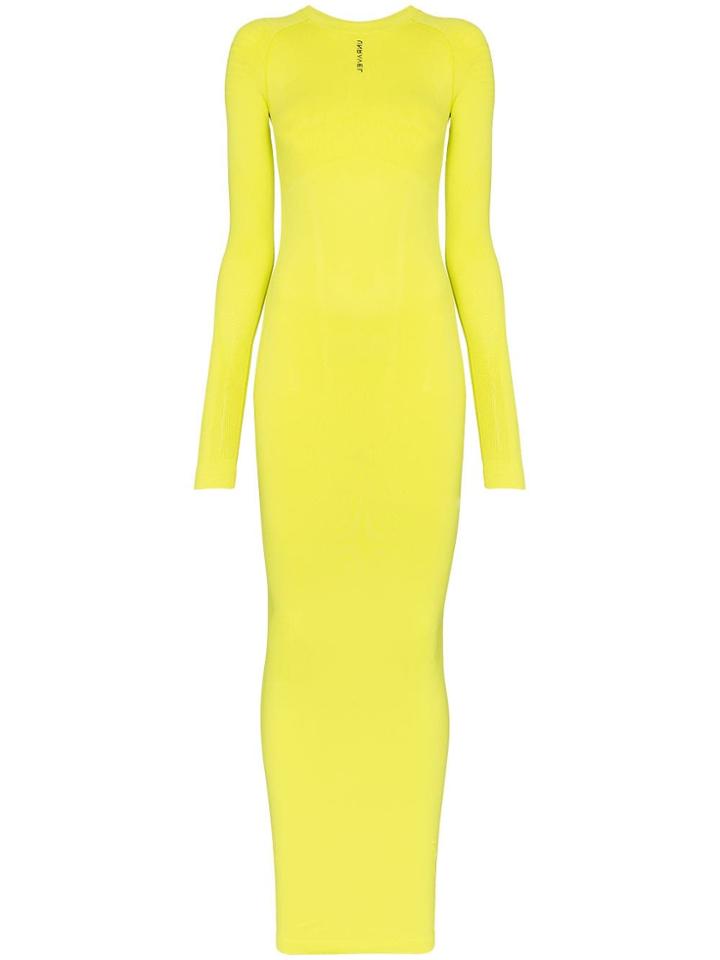 Unravel Project Long-sleeve Fitted Maxi-dress - Yellow