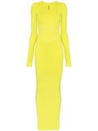 Unravel Project Long-sleeve Fitted Maxi-dress - Yellow