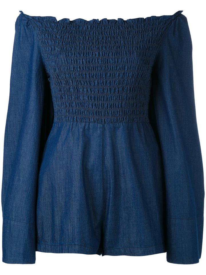 Alice Mccall - Denim Off-the-shoulder Playsuit - Women - Cotton - 34, Blue, Cotton
