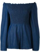 Alice Mccall - Denim Off-the-shoulder Playsuit - Women - Cotton - 34, Blue, Cotton