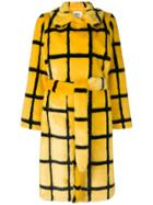 Stand Faux-fur Coat - Yellow