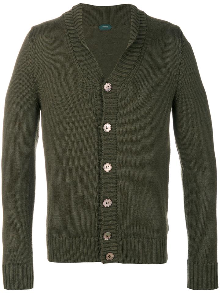 Zanone V Neck Cardigan - Green