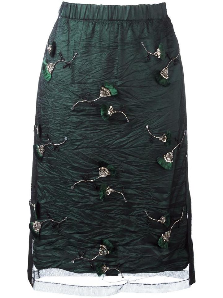 No21 Tulle Overlay Skirt, Women's, Size: 42, Green, Polyamide/viscose
