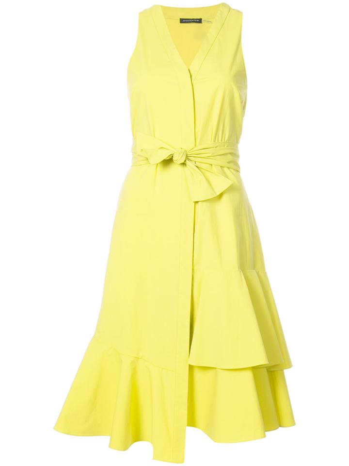 Josie Natori Tie Front Asymmetric Dress - Yellow & Orange